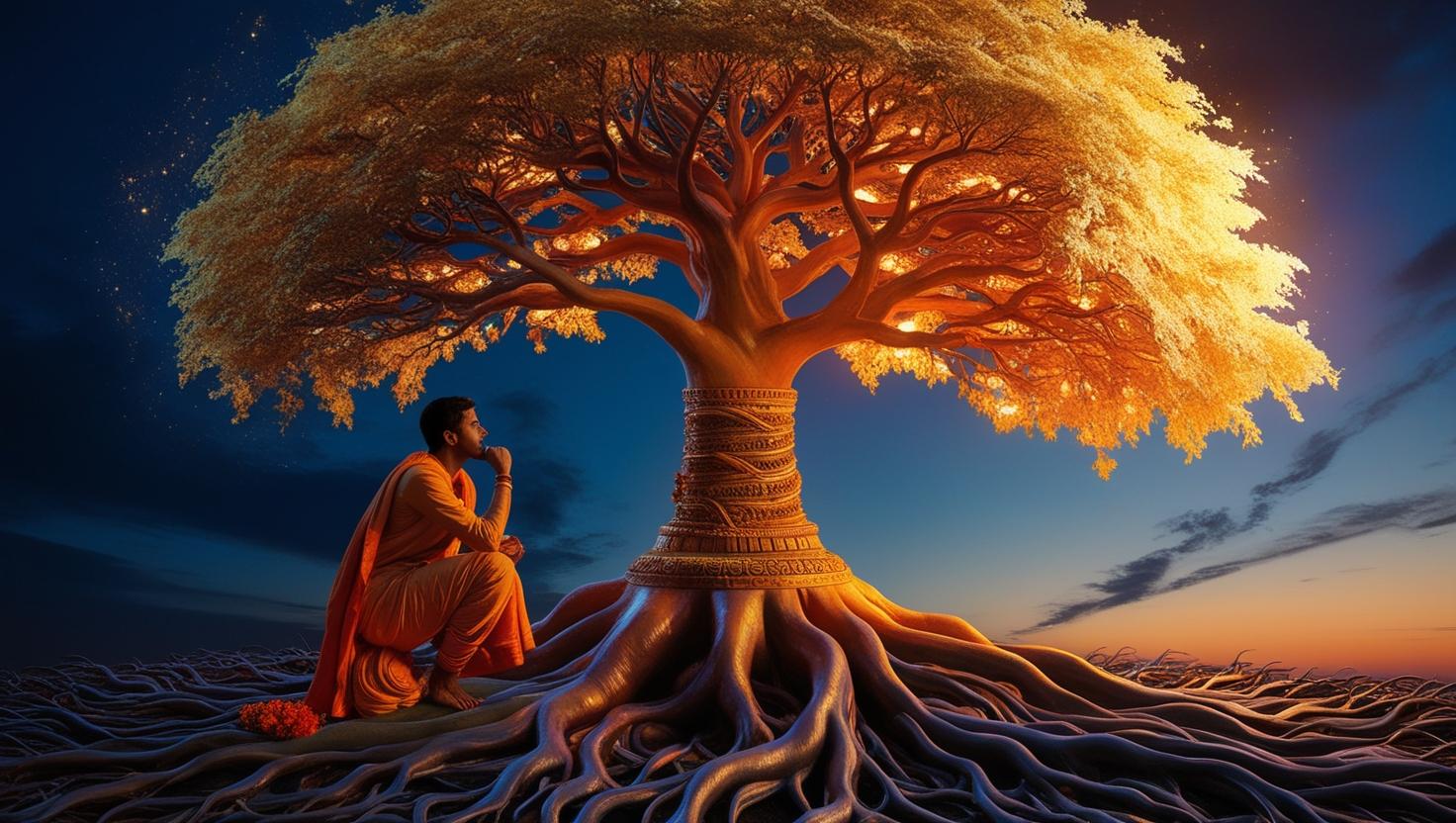 knowledge tree with person related to hindu religion